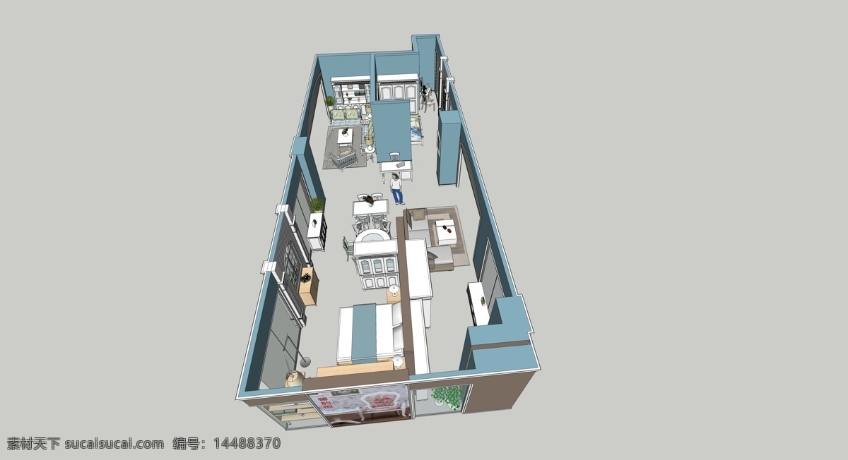 展厅 鸟瞰 环境 家具展厅 田园 现代 sketchup 装饰素材 室内设计