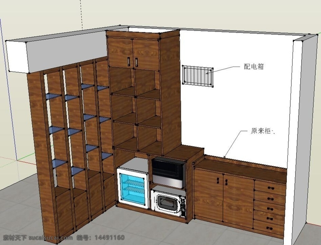 餐厅 餐边柜模型图 餐边柜 模型图 3d 柜子 草图大师 3d模型 3d设计 3d作品 max