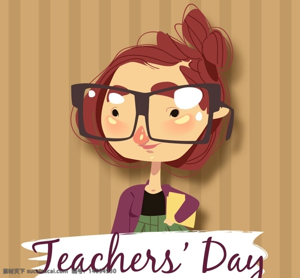 彩绘 戴 眼镜 女 教师 戴眼镜 女教师 教师节 女子 卡通人物形象 动漫动画 动漫人物