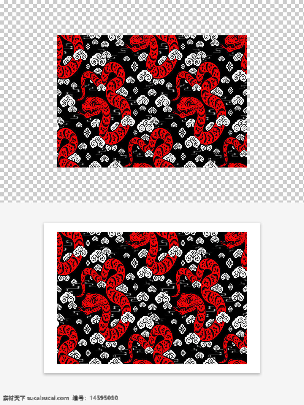 红色蛇 图案 云朵 黑色背景 重复图案 传统风格 东方元素 装饰设计 刺青风格 蛇纹 无缝 红黑白 复古 神秘 艺术 图形设计 对称 装饰艺术 图腾 细节丰富